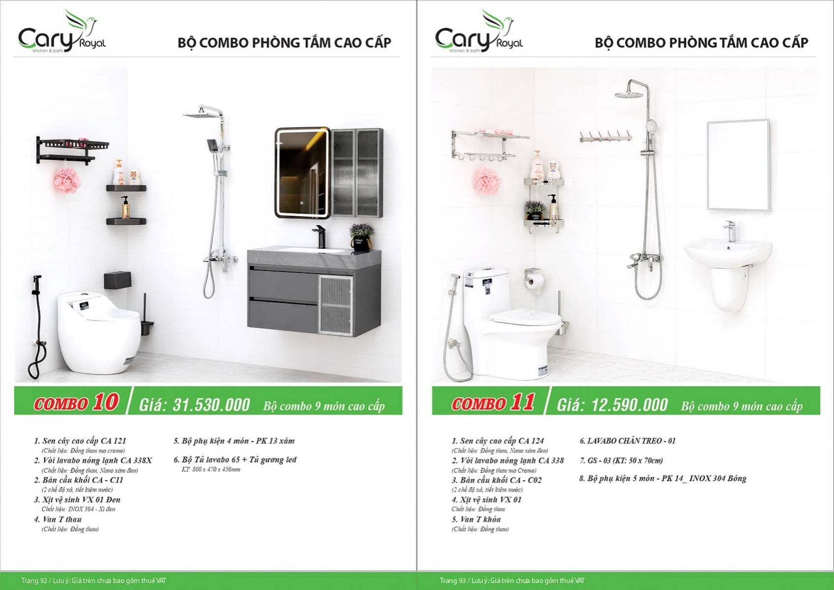 Thiết bị vệ sinh Cary Royal Catalogue và Bảng giá mới nhất 2026 /Page 47